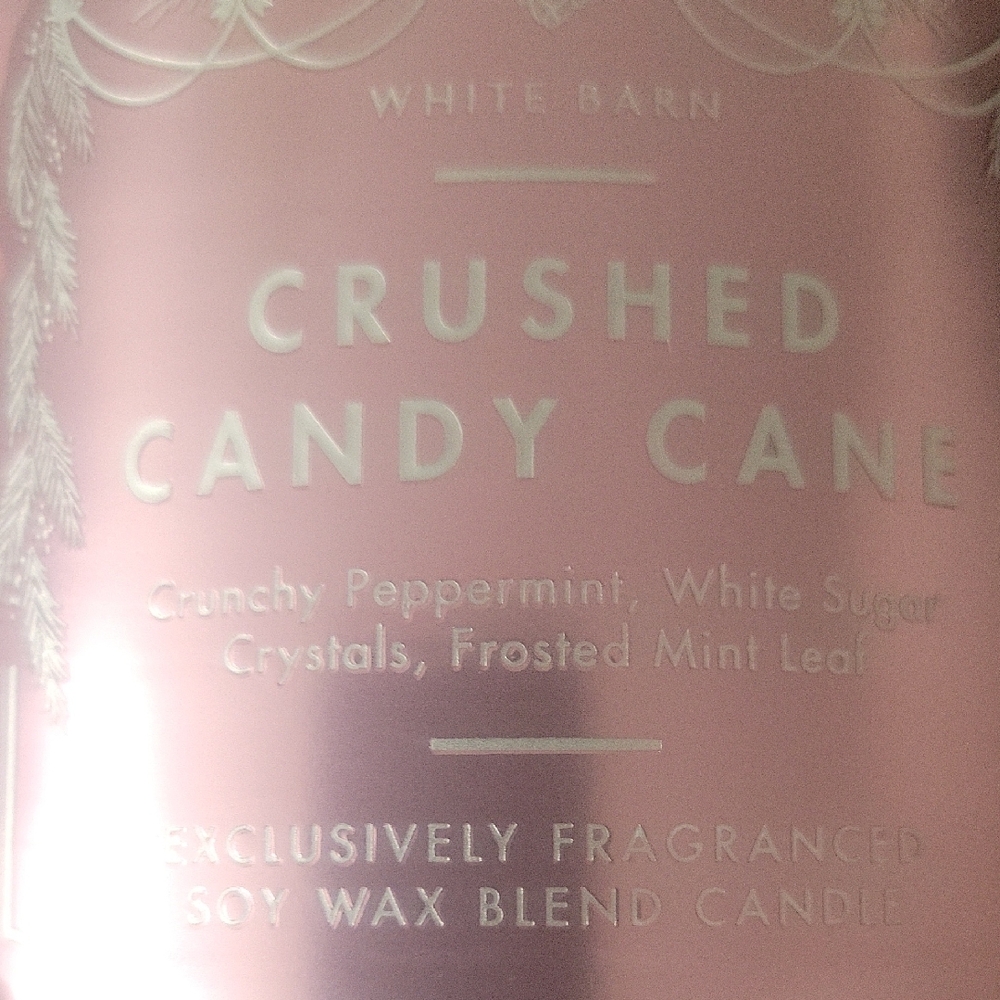 White Barn Crushed Candy Cane Candle - Pink and Silver - Picture 6 of 6